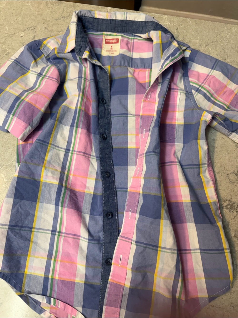 Wrangler Pastel Pink, Blue & Yellow Plaid Shirt